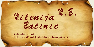 Milenija Batinić vizit kartica